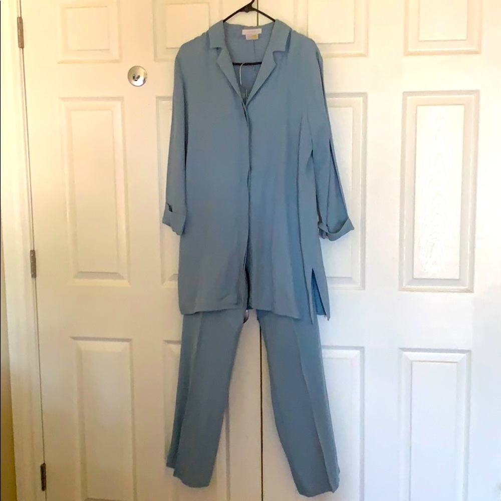 Baby Blue Linen Blend Summer Suit